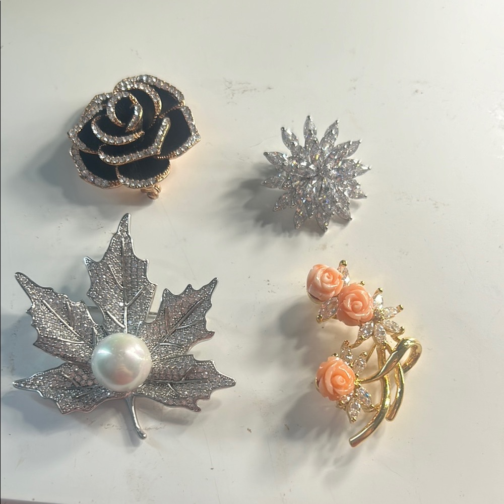 pack of 4 luxury brooches